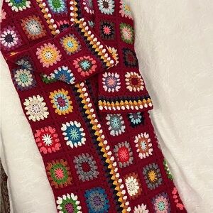 Colorful Crochet Granny Square Blanket